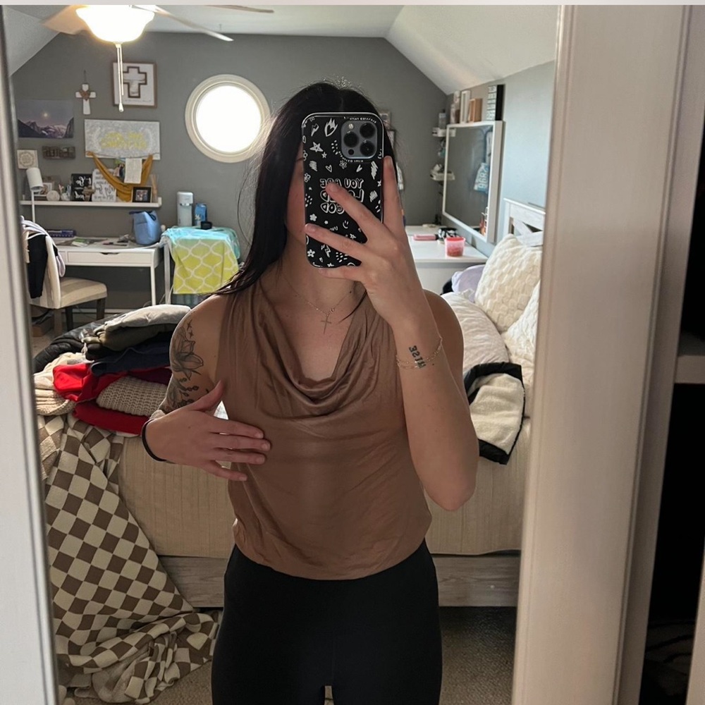 Gaze Women's Brown Cowl Neck Sweater